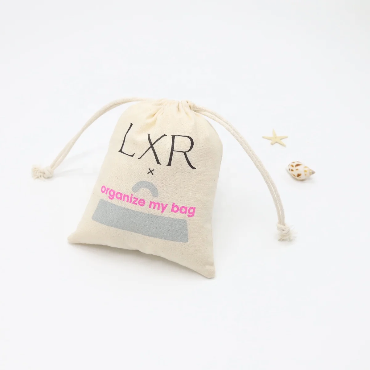 Wholesale Durable Gift Cotton Double String Handbag Muslin Shoe Dust Drawstring Pouch Bag