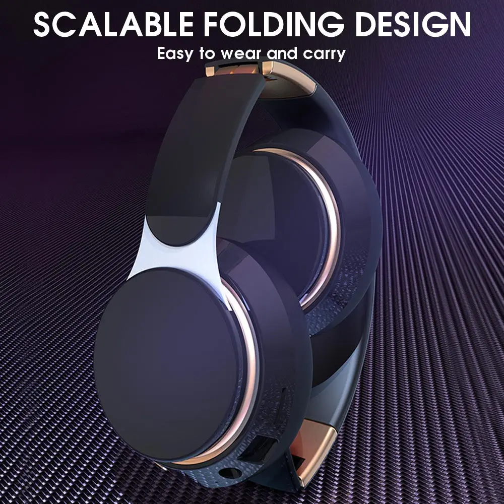 SAMA HiFi  Sound Quality BT 5.0 Gaming Headphone Gamer Mic Rechargeable Portable Over Ear Wireless Headset