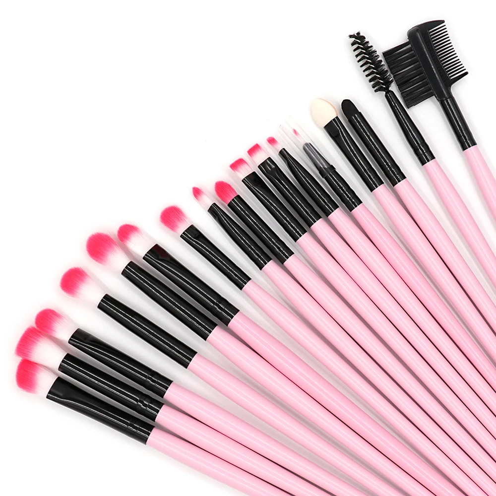 High quality Makeup Brush Pink 24pcs Face/eye Soft Dense Synthetic Hair Wood Handle Makeup Brushes Set
