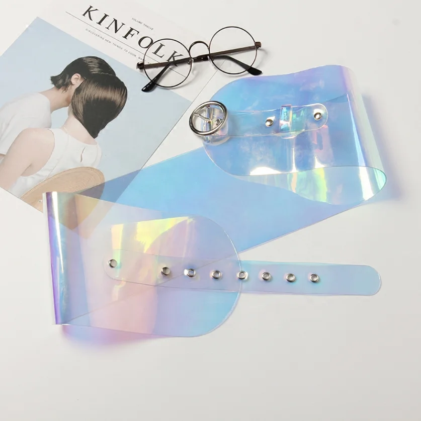 2022 Fashion Transparent Clear Wide Waist Belt European and American Waistband Customizable Women Cute Buckle Female PVC Belt