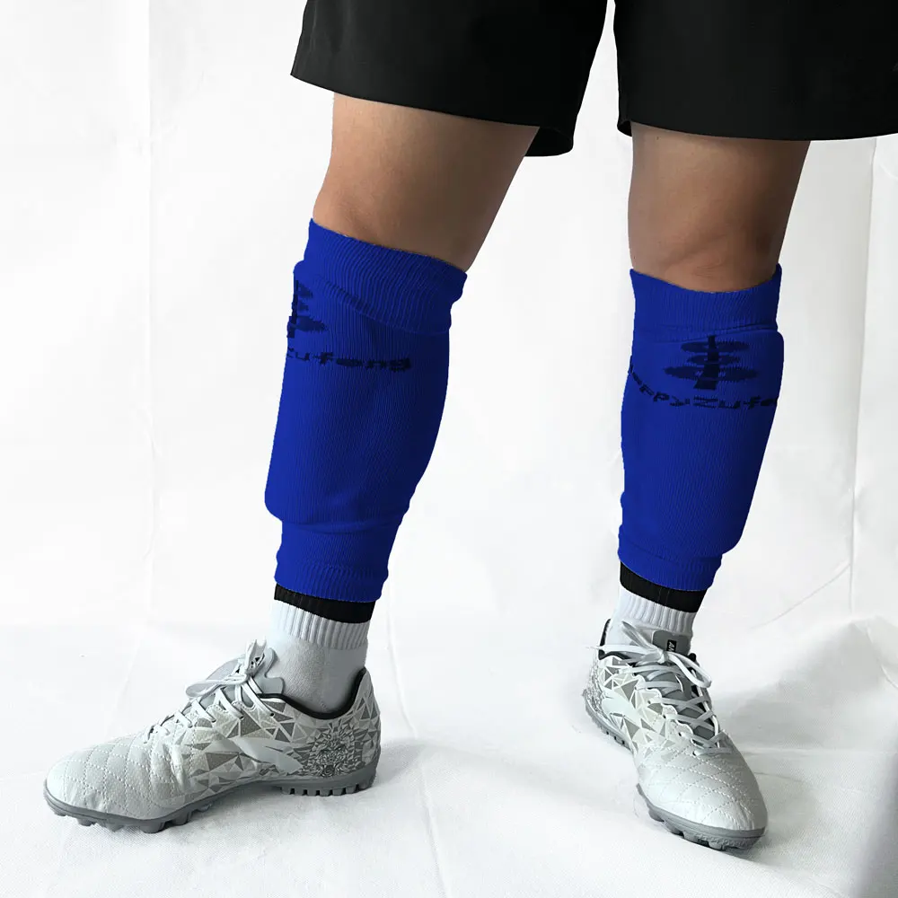 Custom design leg compression sleeve calf compression soccer football long socks leg sleeves with pocket for shin guard