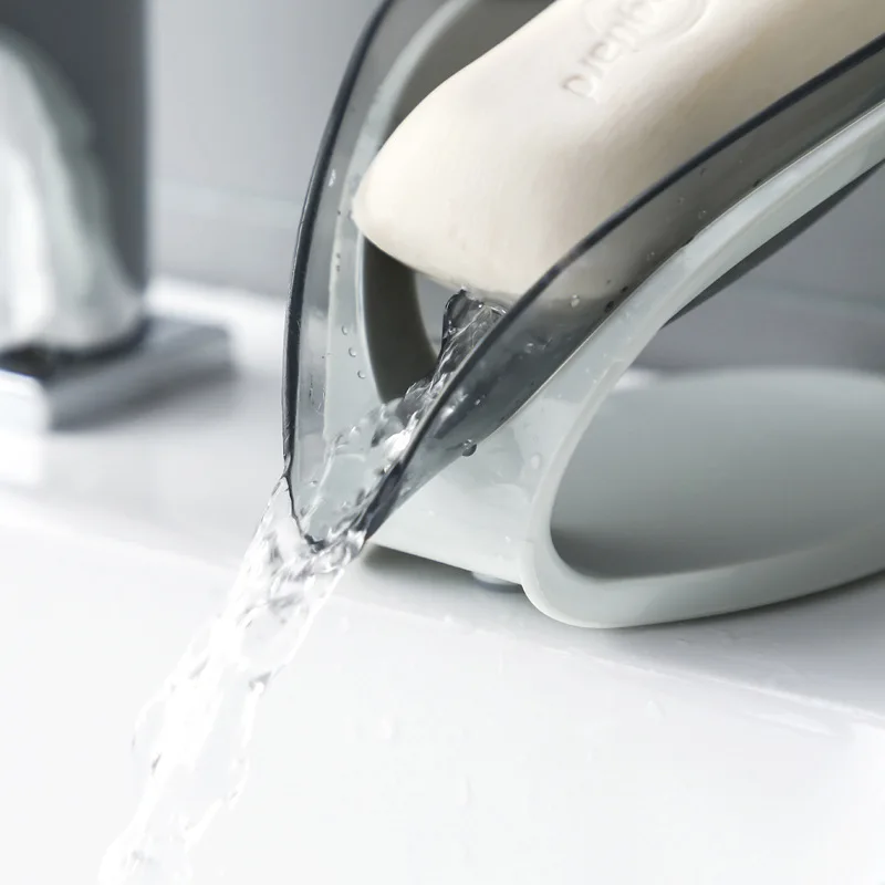 Modern Leaf-Shaped Wall-Mounted Soap Box Holder Free Suction Cup for Leaching Soap for Bathroom or Toilet Use