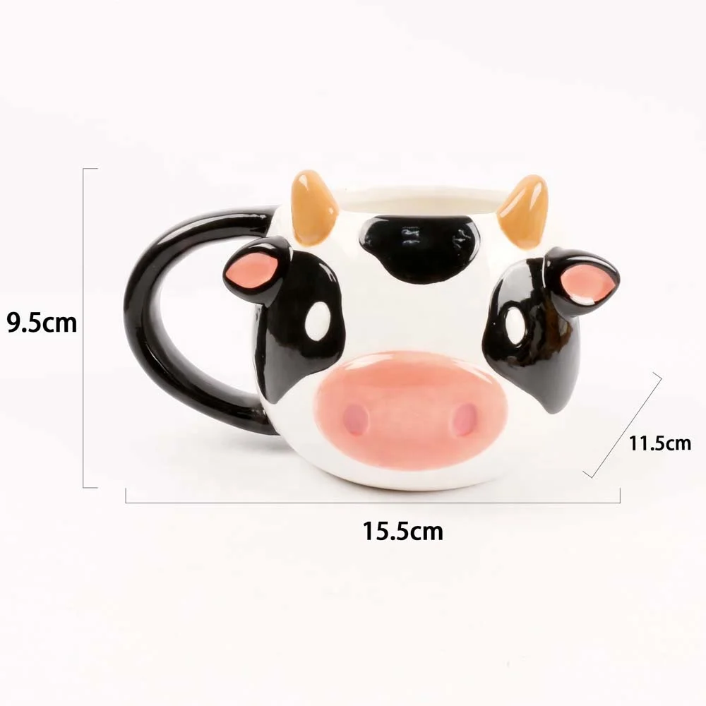 Creative Hand Painting 3d Cow Shape Ceramic Mug Set Coffee Milk Tea Cup Drinkware Gifts