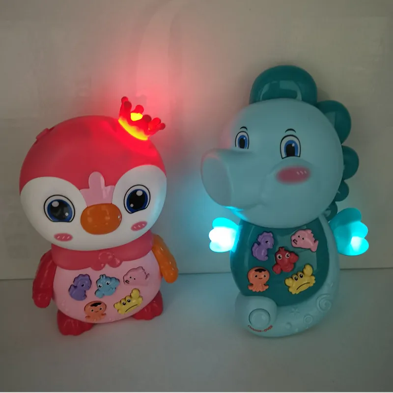 2023 New  animal keyboard  seahorse early education cognitive enlightenment sound light and music soothing toys