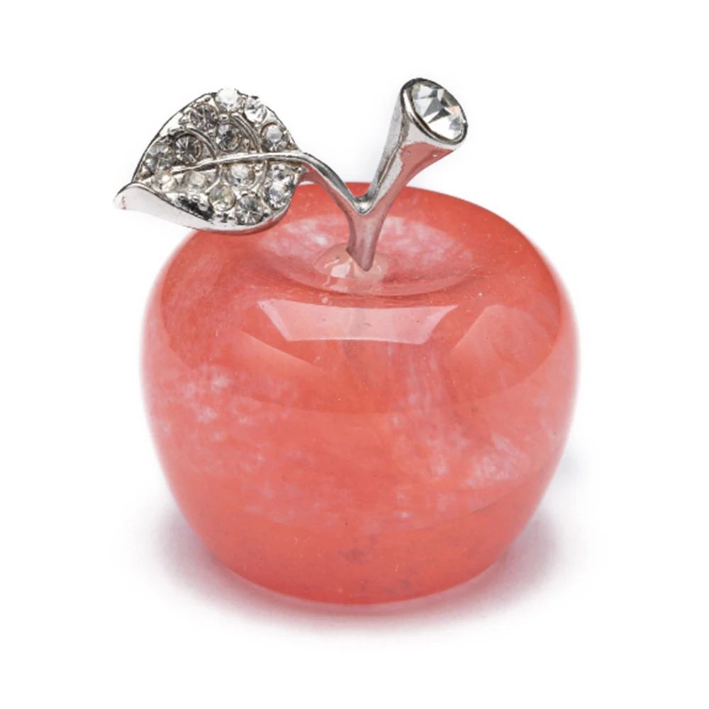 35MM Apple Statue Crystal Home Decoration Gemstone Natural Stone Carved Figurine Room Ornament Wholesale Natural Stones