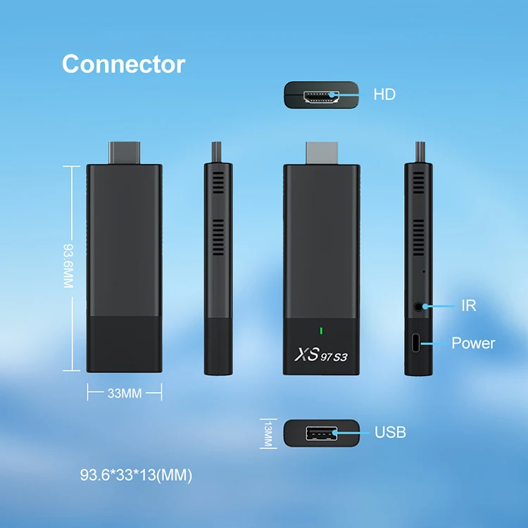 Оптовая продажа xs97 S3 BT stick Самый дешевый tvbox 2025 Новый ALLWINNER H313 android tv 4k