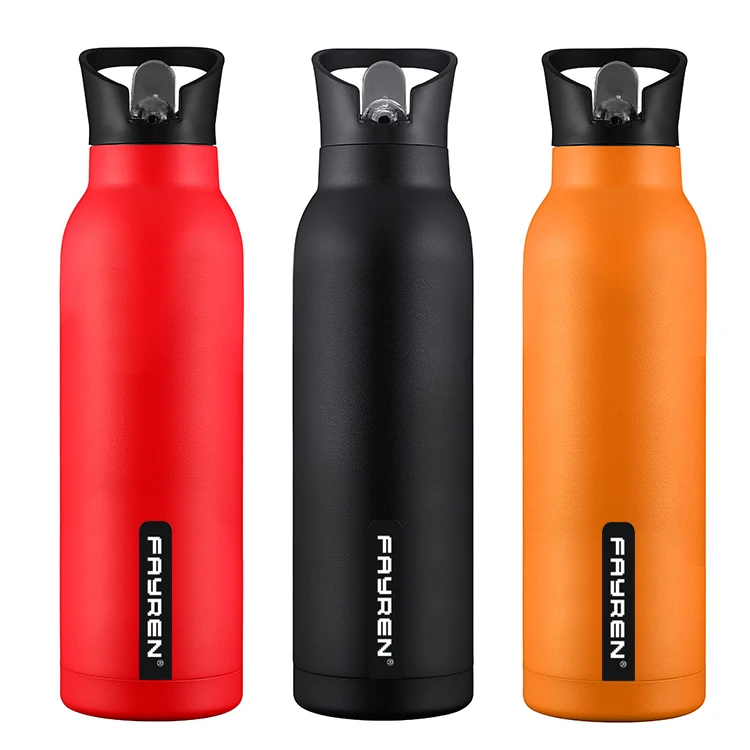 Leakproof Straw Lid Gym Wholesale Thermoses Sport Double Wall Vacuum Flask Bottle
