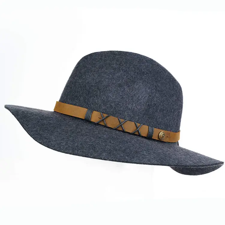 Wholesale Wide Brim Panama Hat Men Belt Buckle Felt Hat For Adult Custom Man Fedora Hats