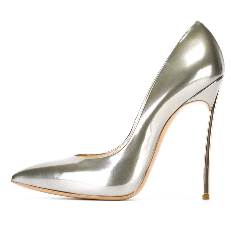 classic style gold color latest fashion high heels shoes for women pumps pointed toe ladies Custom