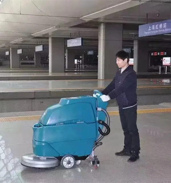 China Certificate China electrical ceramic auto scrubber with squeegee floor washing cleaning machine