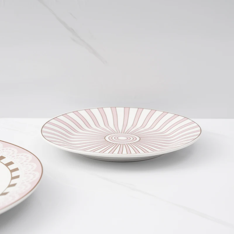 Huilang Ceramic Dinner Set Pastoral Pink Garden Style Porcelain Tableware Coffee cup Dishes Ceramic Dinner Set Kitchen Ceramic