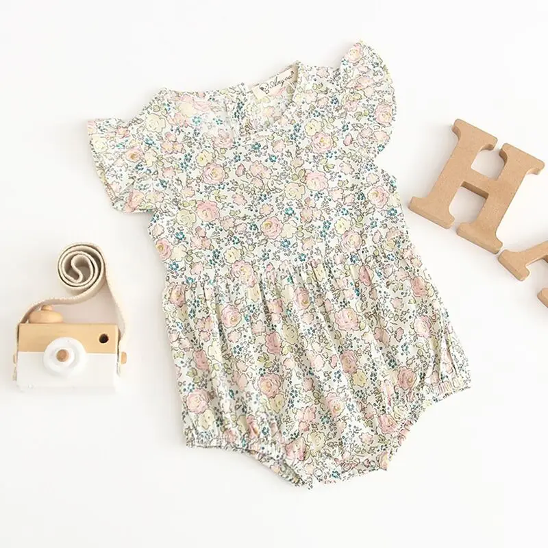 Wholesale baby fashion 2019 floral romper baby boutique apparel for summer