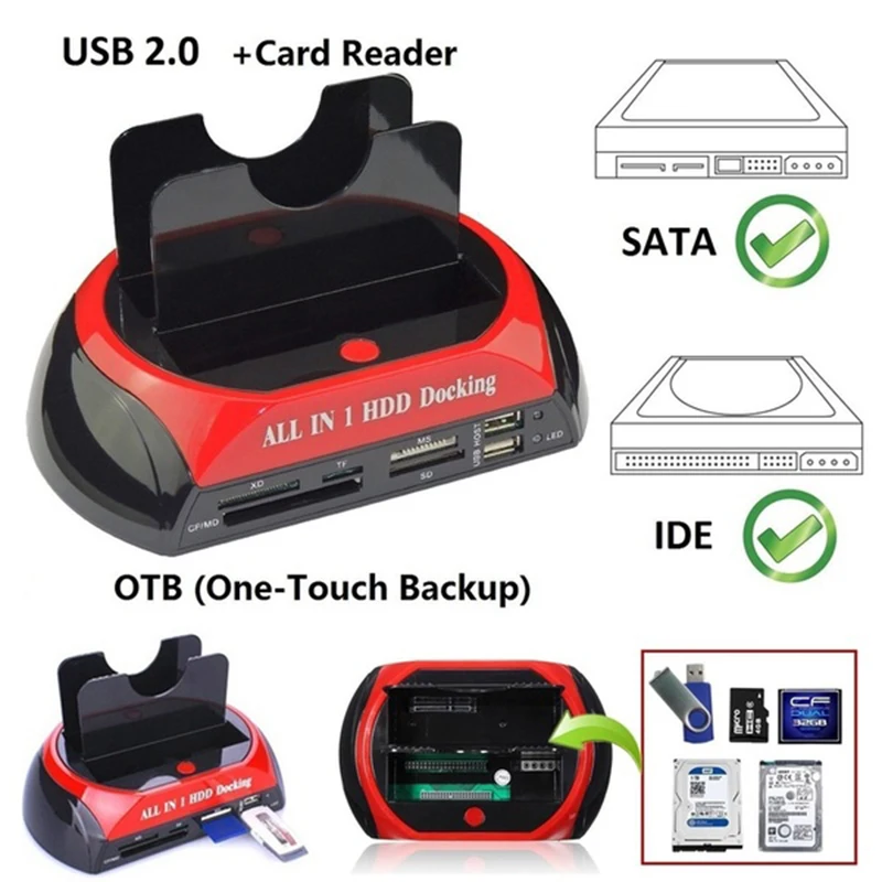 USB 2 0 для IDE SATA жесткий диск OTB док-станция клонирования ВСЕ В ОДНОМ HDD Dual Bay 5 дюймов 3 eSATA с