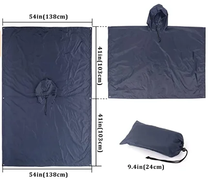 Водонепроницаемый плащ-пончо Woqi из искусственной кожи, дождевик-пончо для взрослых, оборудование для выживания для кемпинга