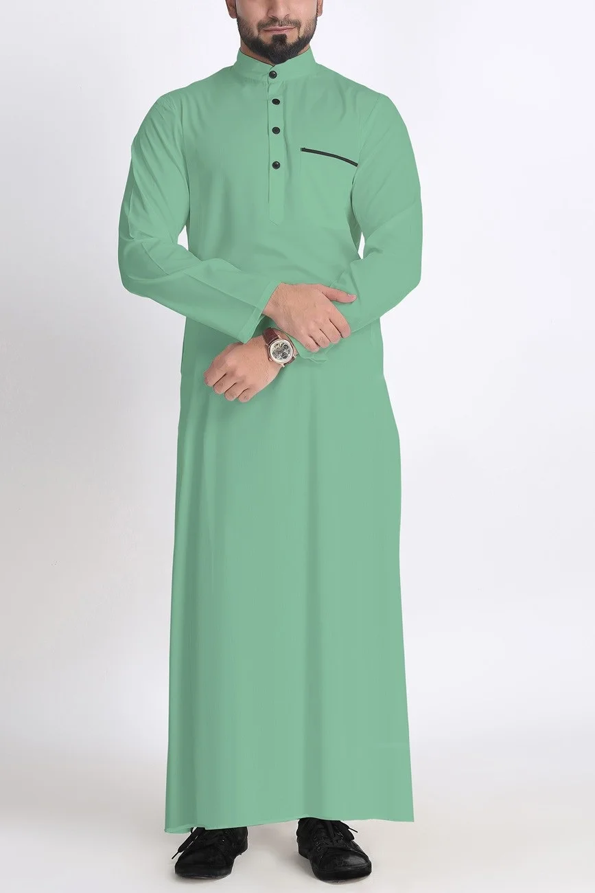 Latest white thobe Design  Islamic Thobe Arab Daffah Men Muslim Jubbah cotton Clothing  thobe for men