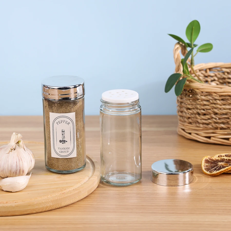 3oz round glass spice shaker bottles pepper powder salt allspice glass container with shaker id