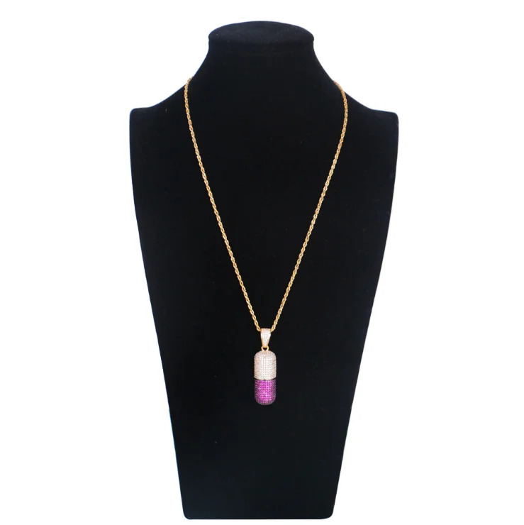 The miniature zircon pendant capsule opens the pendant hiphop
