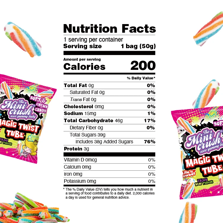 Custom Mix Fruits Assorted Gift Packing Chewy Fruit soft Sweet Twist Tube Gummy Candy