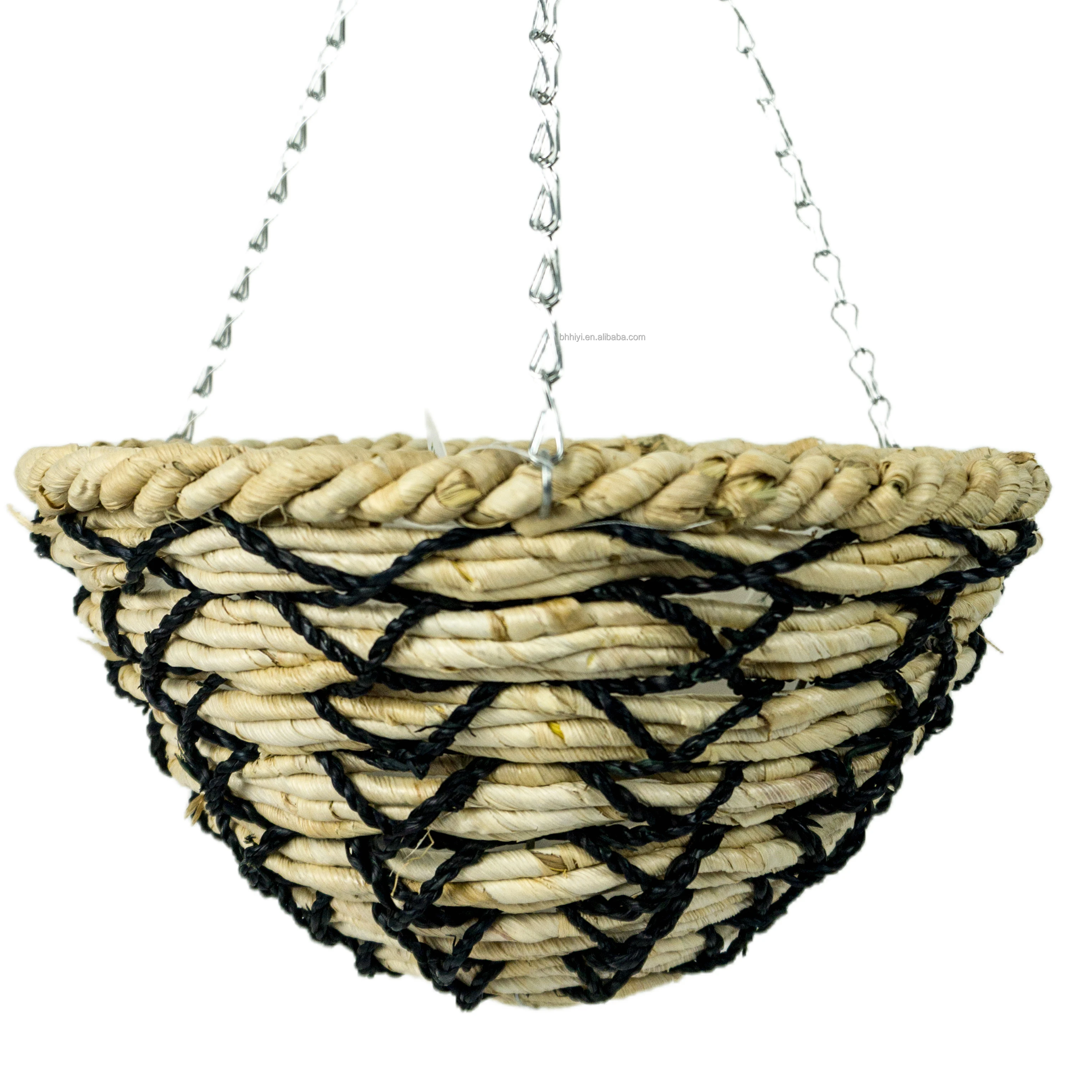 Water grass Corn Rope Woven Basket Handcrafted Rope Basket Eco-Friendly Macrame Planter Sustainable Cord Plant Holder