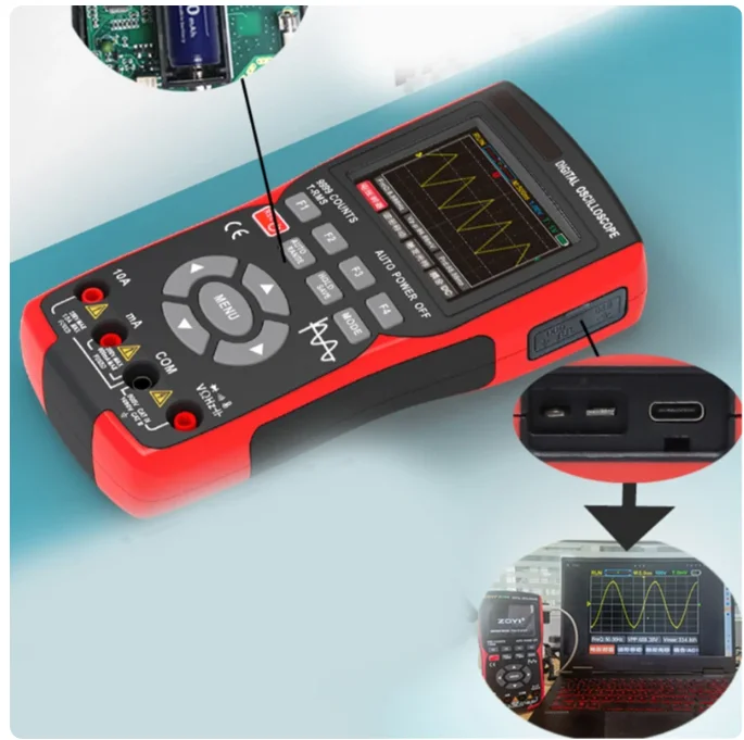 BSIDE ZT-702S 2In1 Digital Oscilloscope Multimeter Real-time Sampling Rate 48MSa/s True RMS 1000V Professional Tester