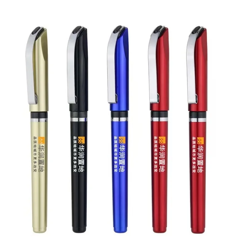 fashion business gift metal clip multicolor gel pen custom logo signature black gel pen