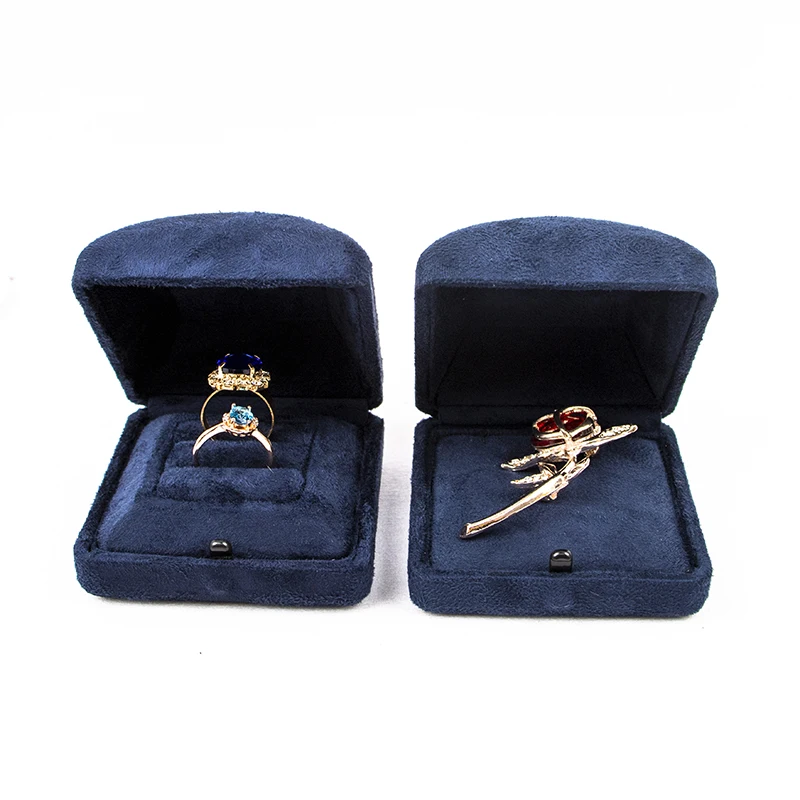 Low MOQ Velvet Jewelry Box Blue Luxury Packaging Box