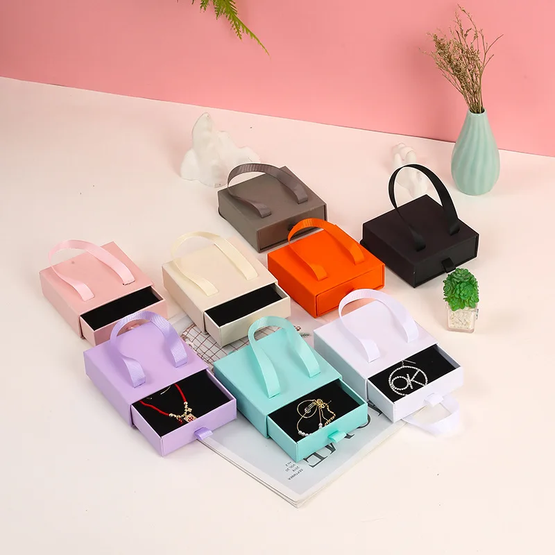 Accessories Portable Jewelry Drawer Packaging Box Printed logo Jewelry Ring Necklace Earrings Draw  Pull jewelry organizer in st