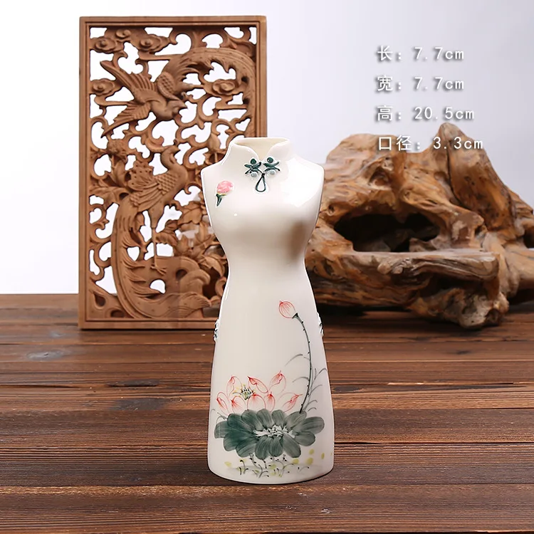 Китайский Стиль ручной росписью Cheongsam Tang костюм сине-белая креативная керамическая фарфоровая ваза для