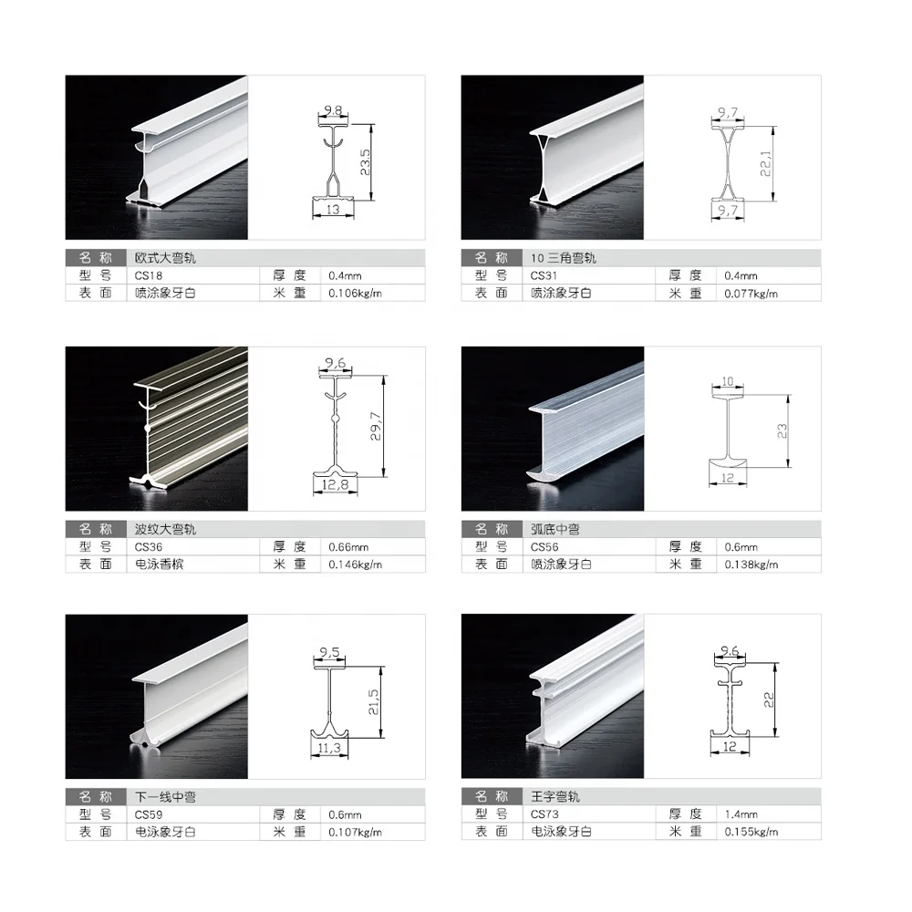 Extruded  Curved Aluminium Window Curtain Track Profile