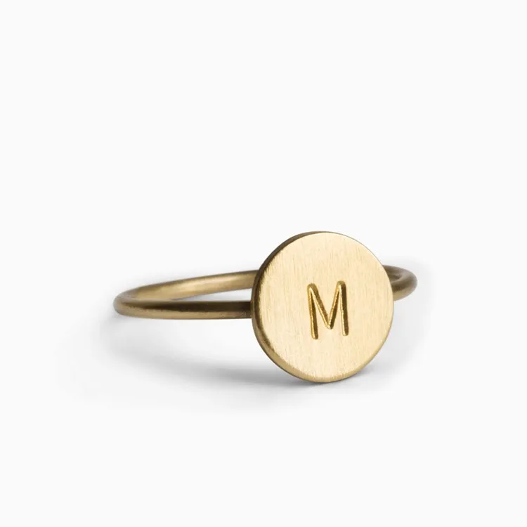 Custom 18K gold plated jewelry Personalized Initial letter alphabet signet ring