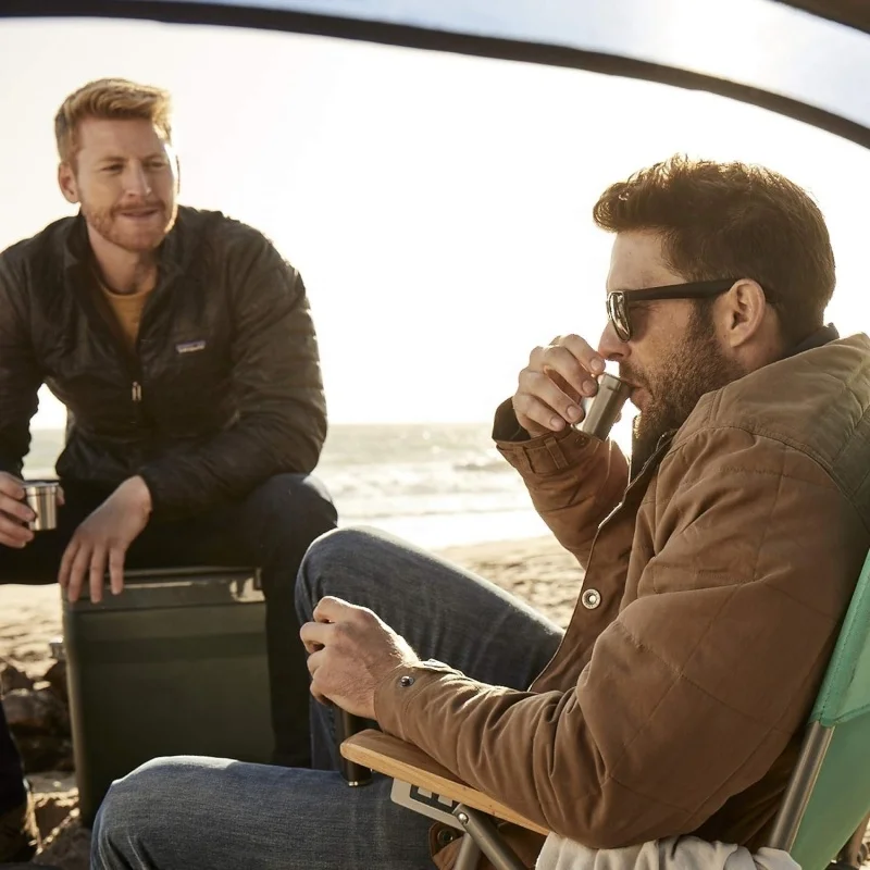 PURPLESEVEN 2oz Adventure Nesting Shot Glass Set 4 Stainless Steel Stackable Shot Glasses with Rugged Metal Travel Carry Case