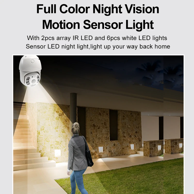 E27 interface led bulb type dome ptz camera 1080P smart IP bulb cctv camera tuya price 360 night wifi light bulb with camera
