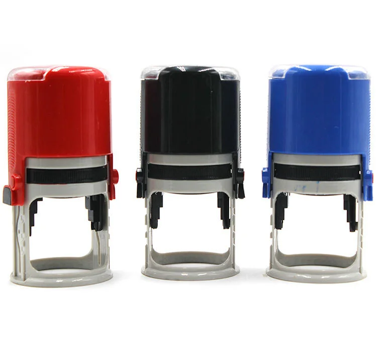 Personalized Black Blue and Red Round Self-inking Rubber Stamps Self Inking Stamps with Ink Pad