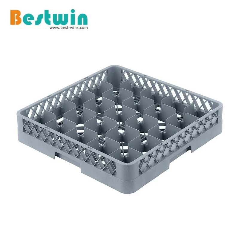 25-Compartment Commercial Kitchen Glass Rack Dishwasher Basket Plastic Dishwasher Tray
