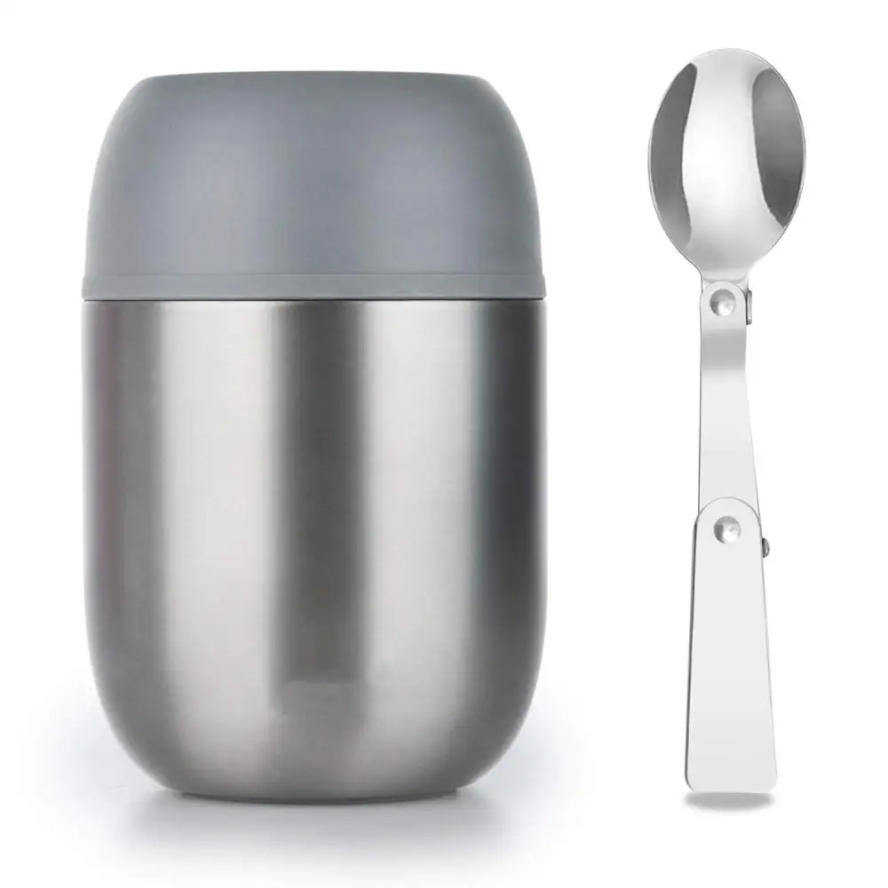 16 oz Thermos Kids Food Jar Stainless Vacuum Insulated Lunch Box for Adult Kids with Folding Spoon Wide Mouth Soup Container