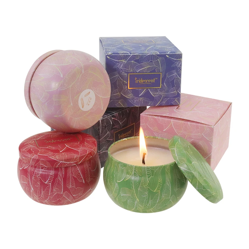 High Quality Large Ellipse Private Label Customized Soy Wax Organic Scented Candles In Tin Jar