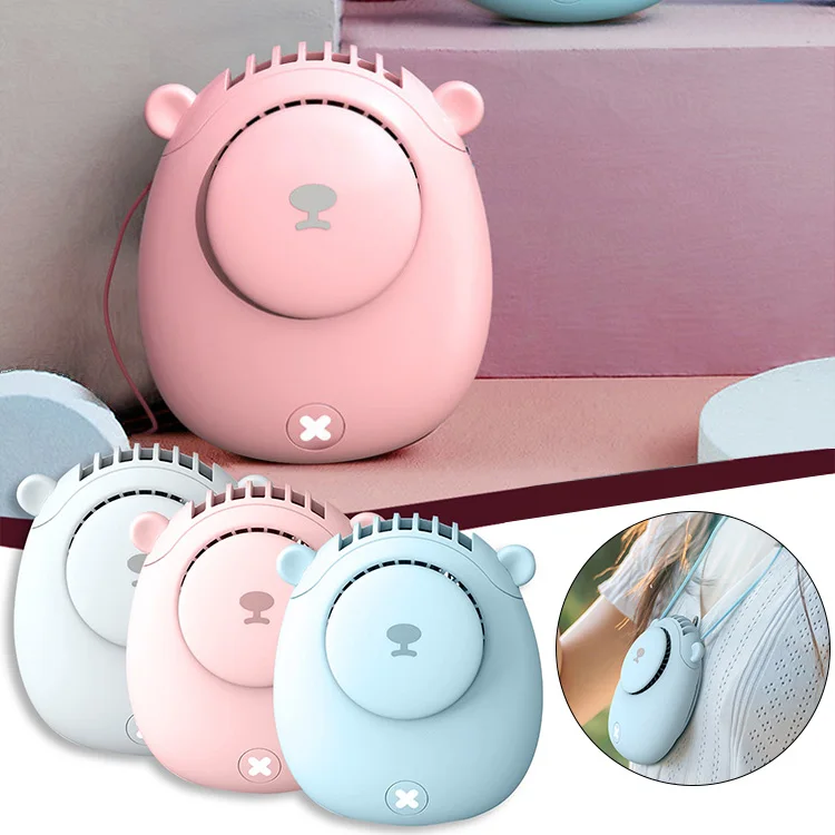 2021 новый дизайн ручной вентилятор для ношения на шее перезаряжаемый милый портативный мини ручной вентилятор для ожерелья для девочек