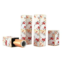 Уникальный дизайн, тюбики для помады с цветочным принтом, Золотые круглые тюбики для помады, пустой Квадратный Контейнер для помады