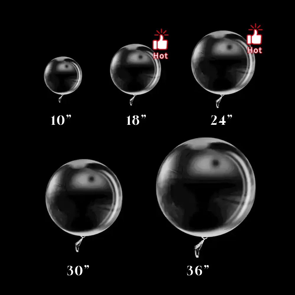 Stock Available Eco-friendly Pre-Stretched Big Giant Transparent TPU Globos 18 24 36 Inch Bobo Clear Balloons Bubble Balloons
