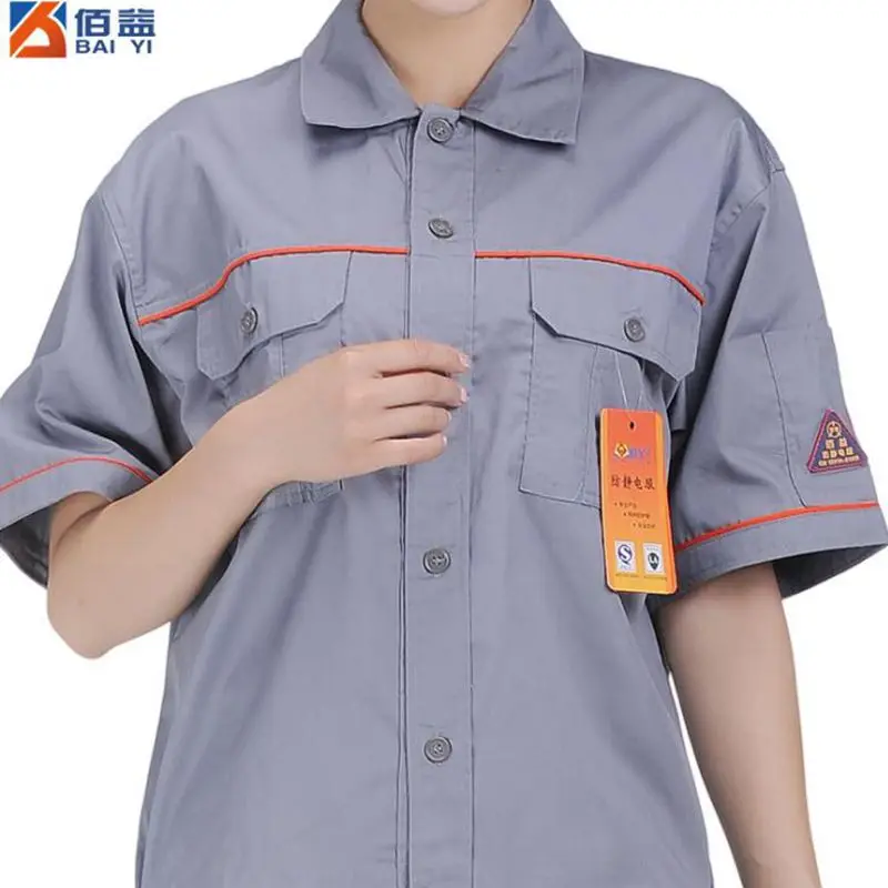 Spring Breathable Anti-static short Sleeve Work Clothes