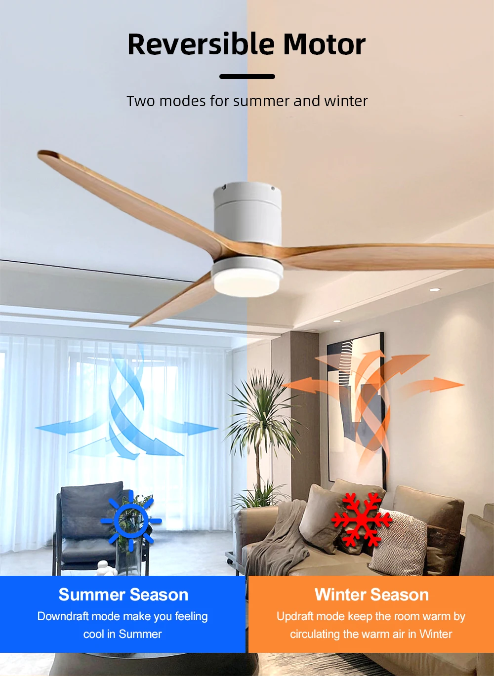 Indoor Restaurant Bedroom 3 Colors Smart Ceiling Fan Light Led Ceiling Fans With Remote Control