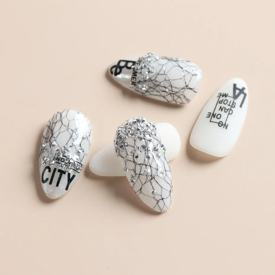 1pc 3D Gold Silver Net Line Tape on Nails Holo Adhesive Silk Mesh  Polish Decals Nail Sticker Nail Art Decorations