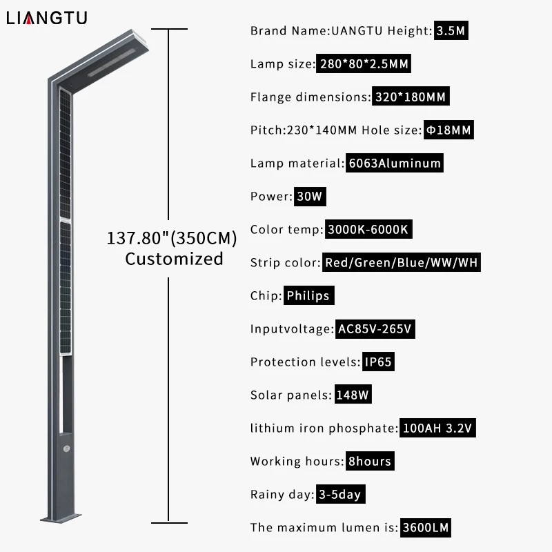 New design Aluminum bollard pole Solar channel light Garden Outdoor IP65 waterproof Street 3000-6000K Garden bollard light