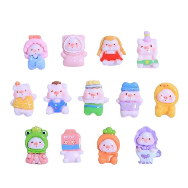 Mini Cute cross dressing pig small decorative resin accessories nail charm patch DIY resin crafts and arts