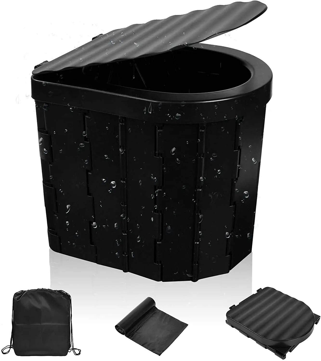 Upgraded Portable Toilet for Camping Travel Toilet Potty for Adults Folding Portable Toilet for Car/Boat/Hiking/Long Trips/Beach