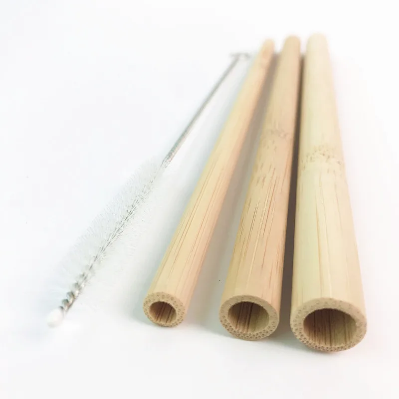 Biodegradable bamboo straw with drawstring bag Reusable Natural organic recycle bamboo straws