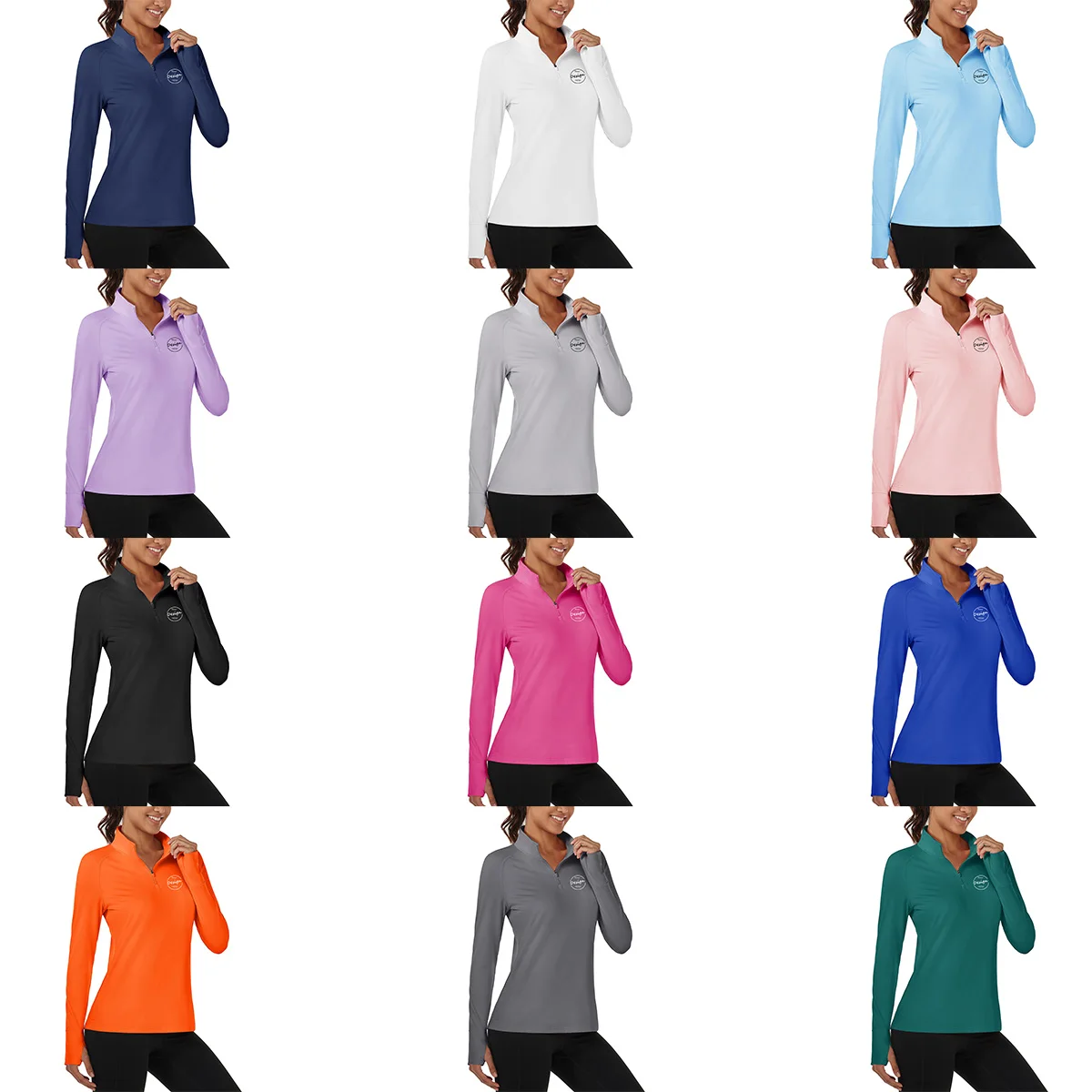 Women Long Sleeve 1/4 Zip Yoga Shirt Top Workout Gym Sweatshirt Sport Quick Dry Nylon Spandex Running T Shirt Active Wear