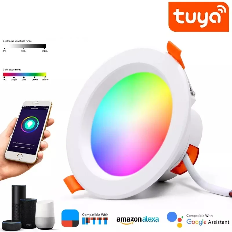Tuya WIFI mini down lighting cctrgb smart led ceiling light 6W 12W Small downlight rgbcct gimble colour Alexa Control Music Sync