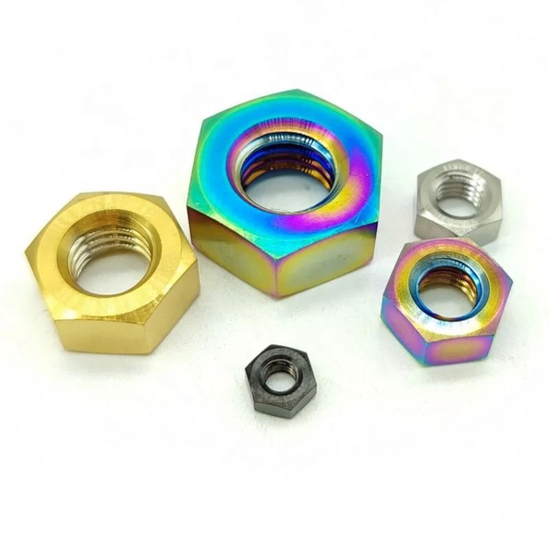 Plain Color ASTM A194 Anodized Titanium Grade 2 Gr 5 UNC UNF Thread Heavy Hexagon Hex Nut DIN 6330