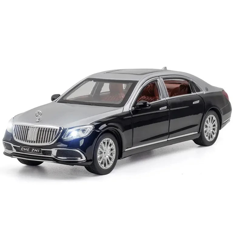 Модель автомобиля Maybach GLS600 из сплава модель со звуком и светом литый под давлением коллекционные аксессуары для игрушек 1:24